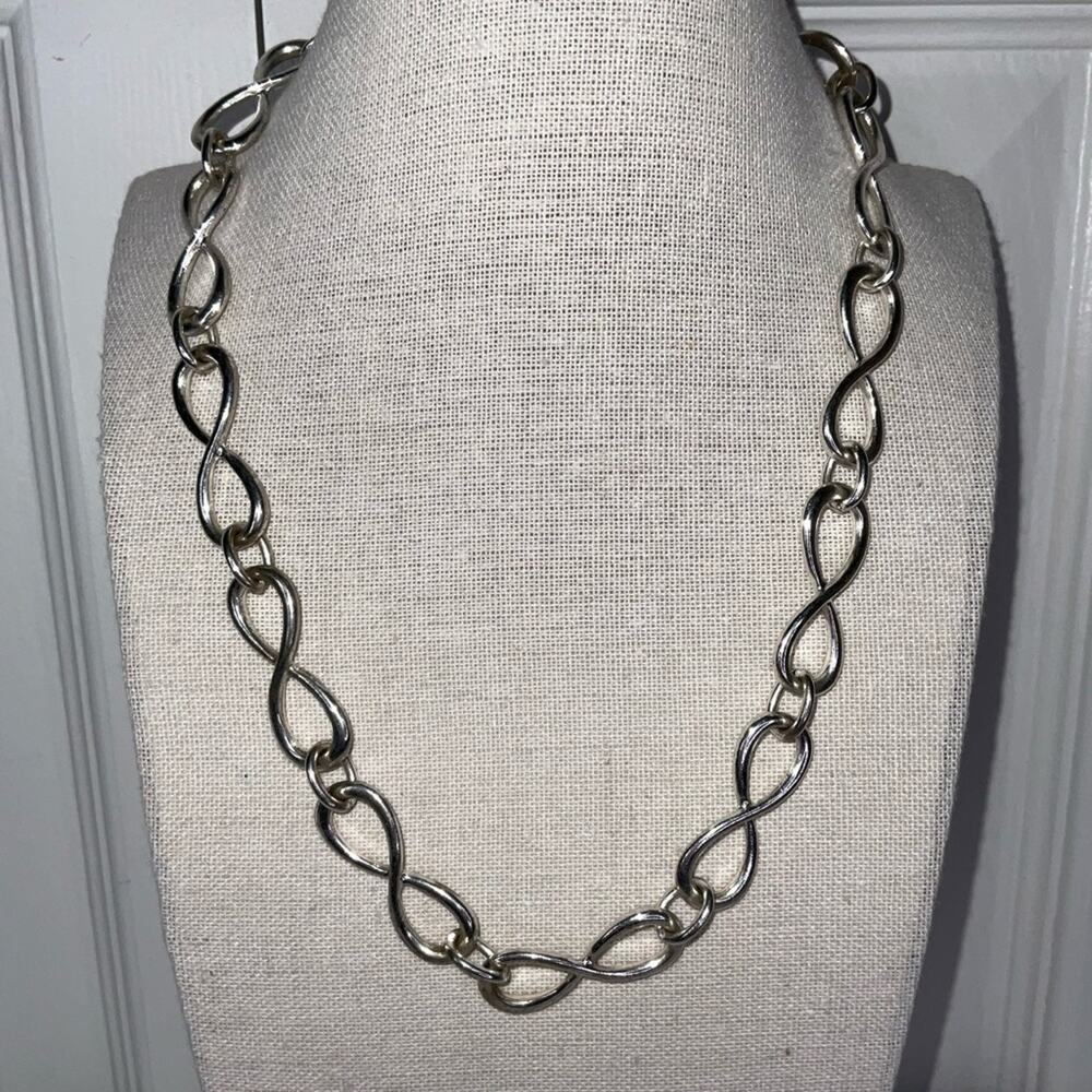 SILVER TONE INFINITY SYMBOL NECKLACE 10”